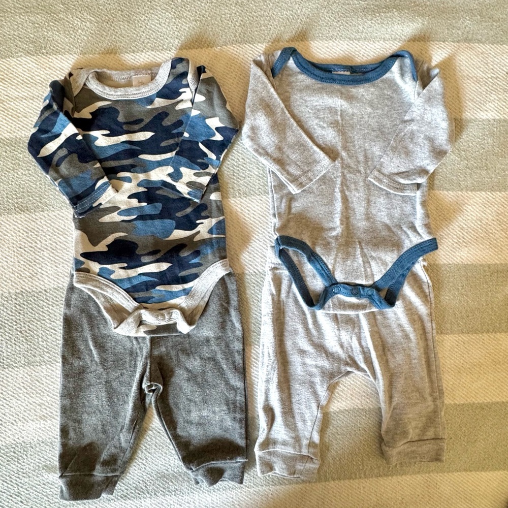 3-6 month baby long sleeve onesies and pants